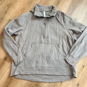LULULEMON Scuba Oversized Half Zip Pullover Sweatshirt Taupe XL/XXL